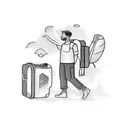 man standing with backpack looking like traveller and add musafir word in tattoo tattoo design idea