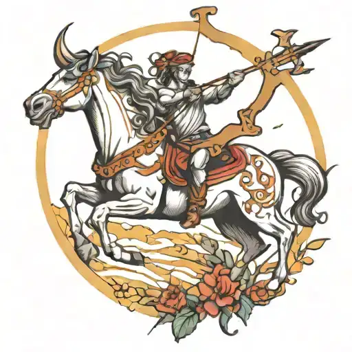 centaur drawing a bow with two arrows tattoo design idea