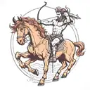 centaur drawing a bow with two arrows tattoo design idea