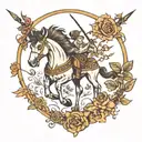 centaur drawing a bow with two arrows tattoo design idea