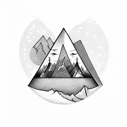 upside-down triangle with icy moon tattoo design idea