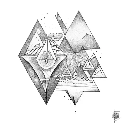 upside-down triangle with icy moon tattoo design idea