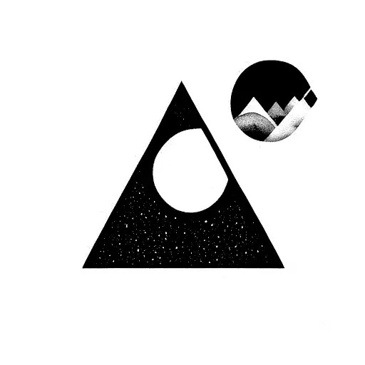 upside-down triangle with icy moon tattoo design idea