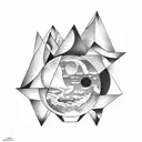 upside-down triangle with icy moon tattoo design idea