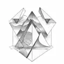 upside-down triangle with icy moon tattoo design idea