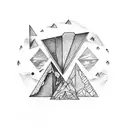 upside-down triangle with icy moon tattoo design idea