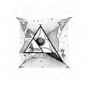 upside-down triangle with icy moon tattoo design idea