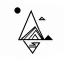 upside-down triangle with icy moon tattoo design idea