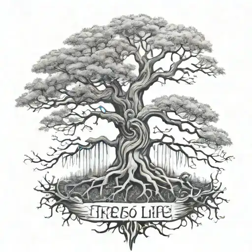 tree of life with roots with the words Wisdom Built From Failure tattoo design idea