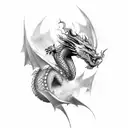 dragon that spits out lightning surrounded by clouds  tattoo design idea