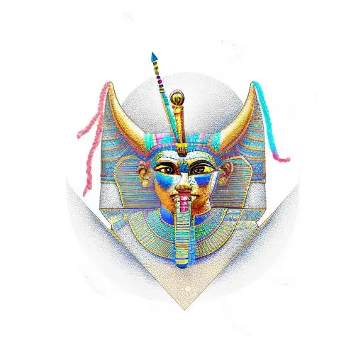 Egyptian hieroglyphs, anubis, Cleopatra, pyramid  tattoo design idea