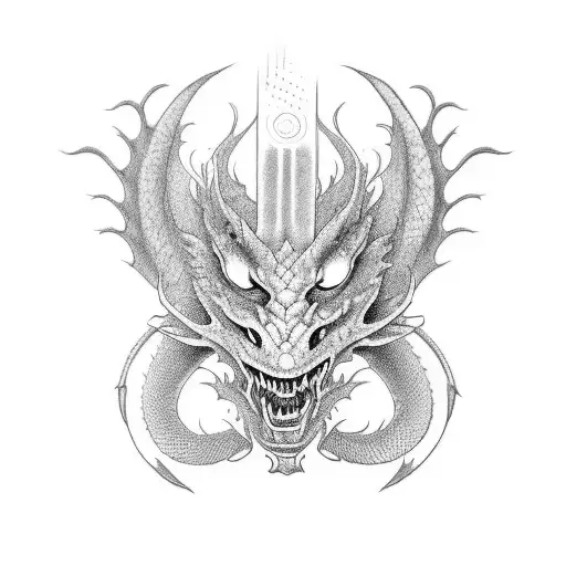 Create a dragon tattoo inspired by Asian aesthetics with a touch of black-grey style. tattoo design idea