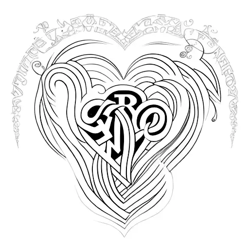 the letters "F" and "M" combined together in the shape of a heart tattoo design idea