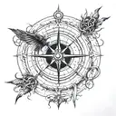 Compass and devil (wrath) create a unified philosophy of the devil seeking a way tattoo design idea