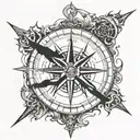 Compass and devil (wrath) create a unified philosophy of the devil seeking a way tattoo design idea