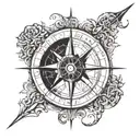 Compass and devil (wrath) create a unified philosophy of the devil seeking a way tattoo design idea