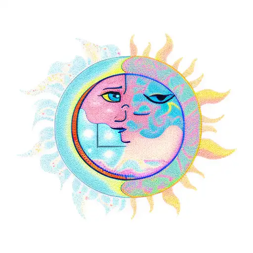 Sun and Moon tattoo design idea
