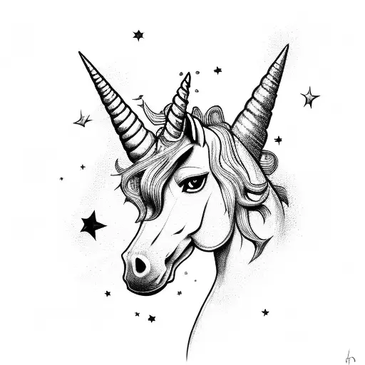 Unicorn in a blackstar tattoo design idea