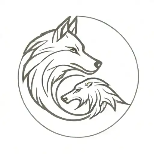 A wolf and black eagle intertwined in a yin yang symbol tattoo design idea