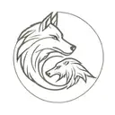 A wolf and black eagle intertwined in a yin yang symbol tattoo design idea