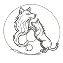 A wolf and black eagle intertwined in a yin yang symbol tattoo design idea