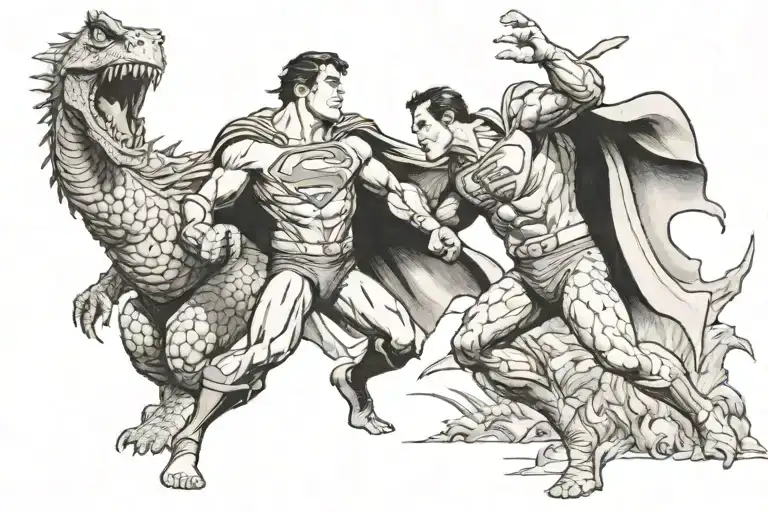 Superman fighting Godzilla well them Mexican Calvary or Tango dancing with the Chinese tattoo design idea