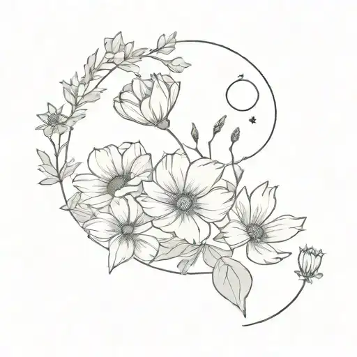 legRoses Cosmos flower Morning glory  Poppy Larkspur Daisy Lily  books cresent moon cat bee thistle shamrocks eucalyptus tattoo design idea