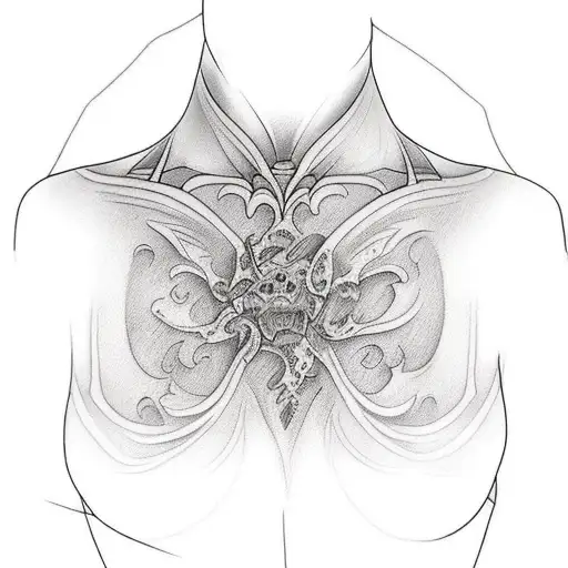 chest tatto,trans scar cover up tattoo design idea