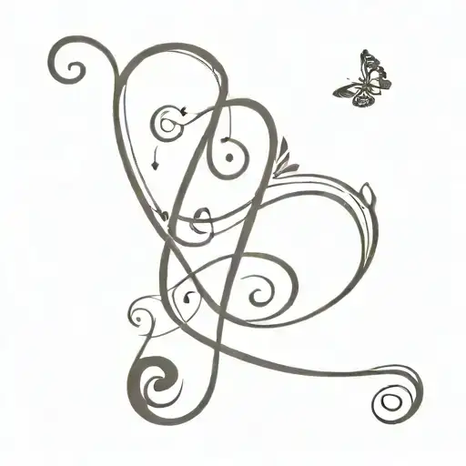 treble clef music note made with Christian Cross and butterfly on top tattoo design idea