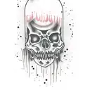 number "17" in a horror style, medium size, illusion of ink dripping off it tattoo design idea