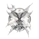 number "17" in a horror style, medium size, illusion of ink dripping off it tattoo design idea