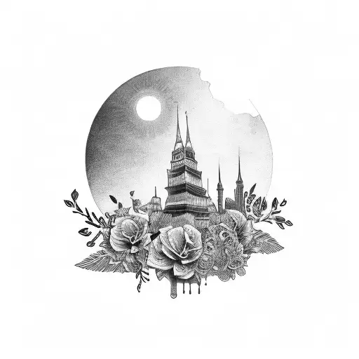 travel, backpacking and flowers  tattoo design idea