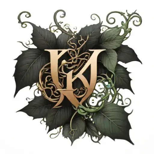 Initials KLS with a detailed background using vines or something similar tattoo design idea
