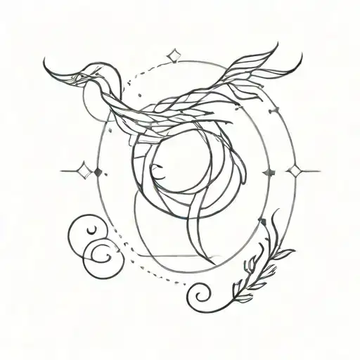 pieces and Aquarius zodiac sign combined tattoo design idea