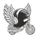 Design a minimalistic, realistic-style tattoo in black ink, sized 4x4 cm, to be placed behind the ear. The design should feature a baby angel, depicted as a rapper with a snapback hat, holding a small money bag. The angel should have black hair, a tender and happy expression, a slightly prominent jawline to represent someone named David, and be clearly male. The overall style should be minimalistic yet expressive, fitting the small area behind the ear while conveying a unique and personal tribute. tattoo design idea