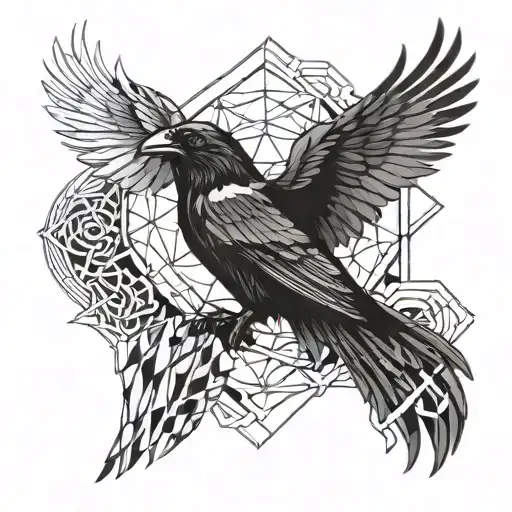 odin's ravens tattoo design idea