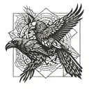 odin's ravens tattoo design idea