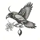 ravens with spread wings and moon tattoo design idea