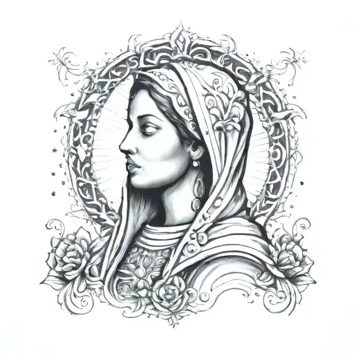 Virgen de Lourdes  tattoo design idea