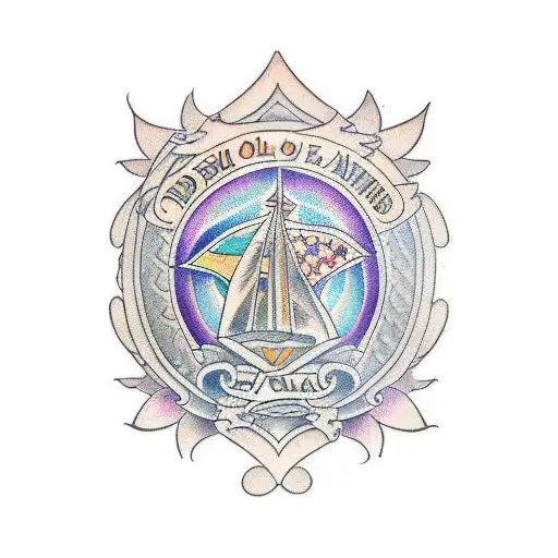 old english V & A banner tattoo design idea