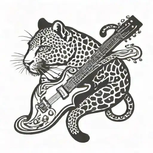 GUITAR LEOPARD PRINT tattoo design idea