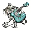 GUITAR LEOPARD PRINT tattoo design idea