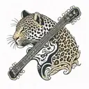 GUITAR LEOPARD PRINT tattoo design idea