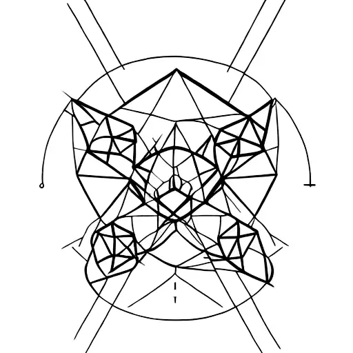 Geometric tattoo featuring a combination of mathematical symbols and shapes tattoo design idea