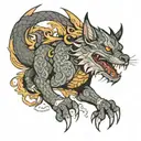 dragon wolf cat tattoo design idea