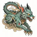 dragon wolf cat tattoo design idea