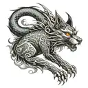 dragon wolf cat tattoo design idea