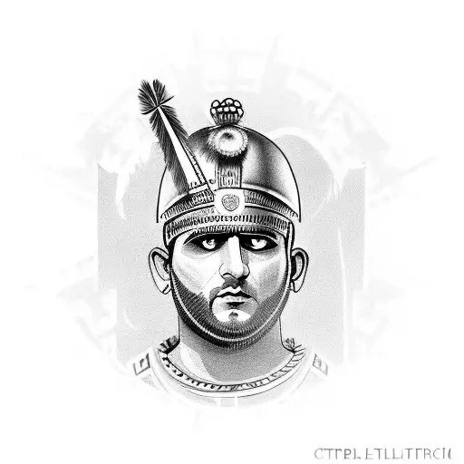 Roman centurion with the words Dulce Bellum Inexpertis  tattoo design idea