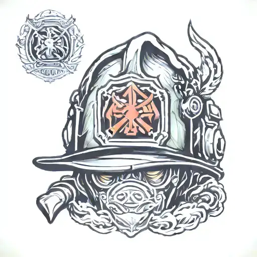 army firefighter helmet tattoo design idea