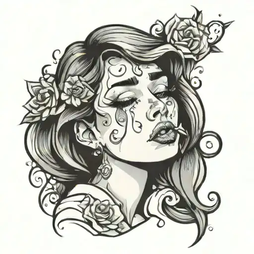 woman crying woman tattoo design idea